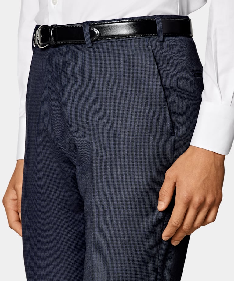 Navy Houndstooth Tailored Fit Havana Suit
