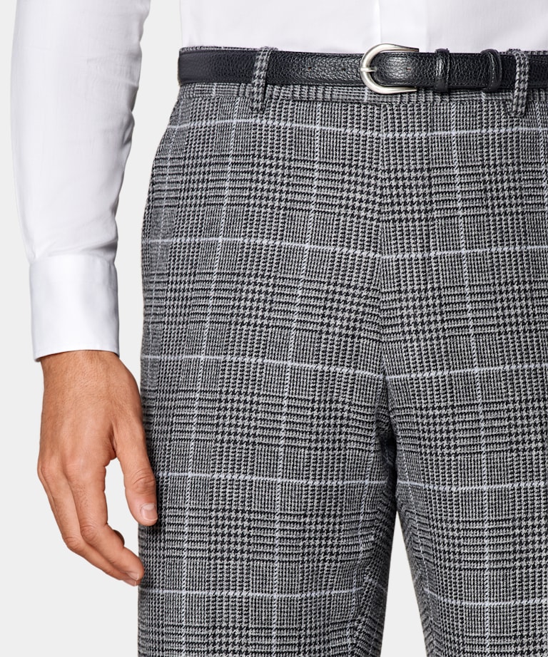 Traje Milano gris intermedio a cuadros corte Tailored