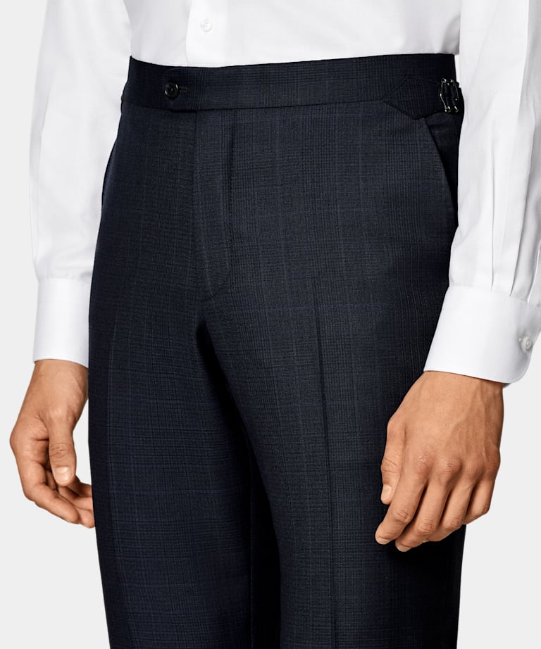 Navy Checked Tailored Fit Havana Suit
