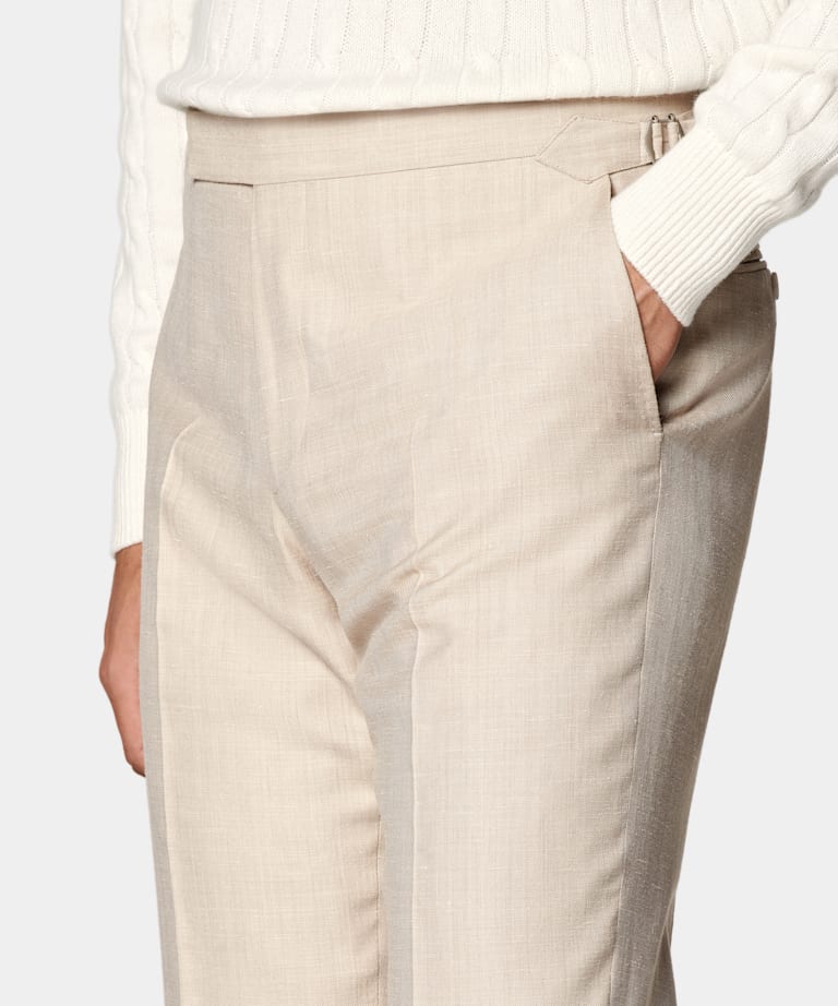 Sand Herringbone Tailored Fit Havana Suit