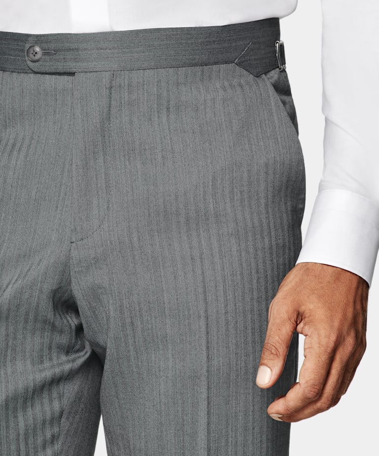 Mid Grey Herringbone Perennial Tailored Fit Havana Suit