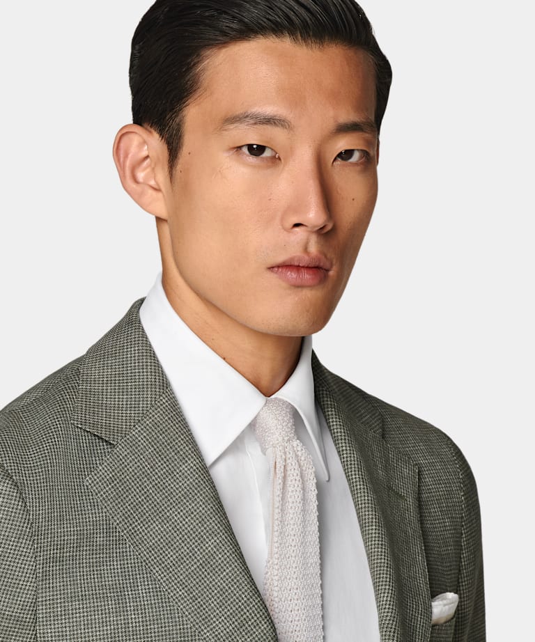 Mid Green Houndstooth Perennial Tailored Fit Havana Suit