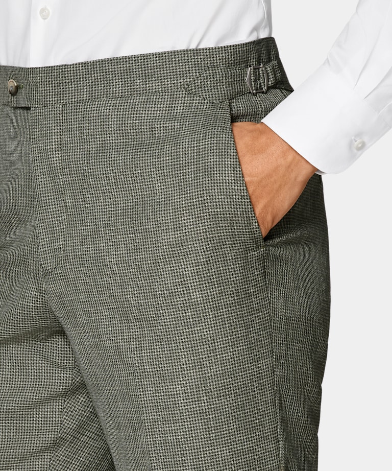 Mid Green Houndstooth Perennial Tailored Fit Havana Suit