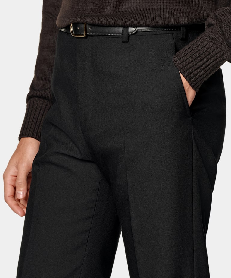 Black Straight Leg Suit Trousers