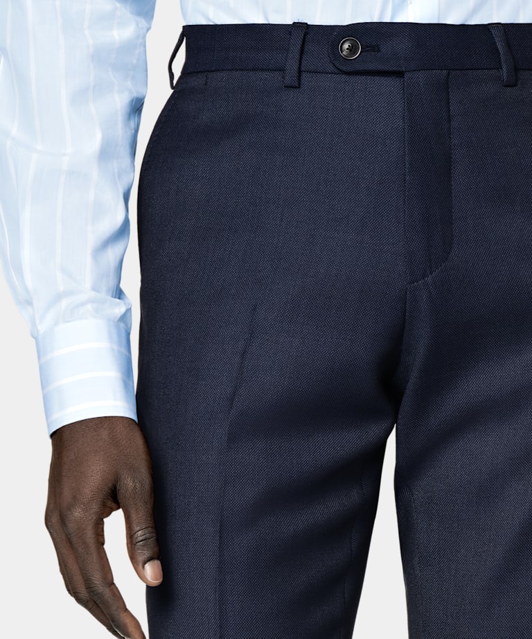 Navy Bird's Eye Brescia Suit Trousers