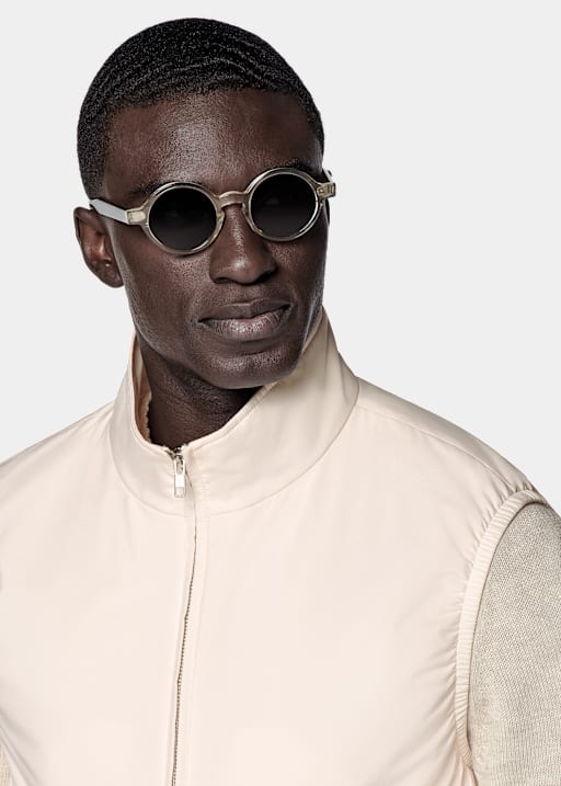 Off-white Licht Gewatteerde Zip Cardigan