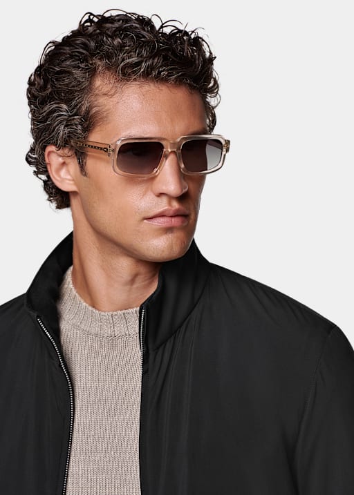 Black Reversible Bomber Jacket