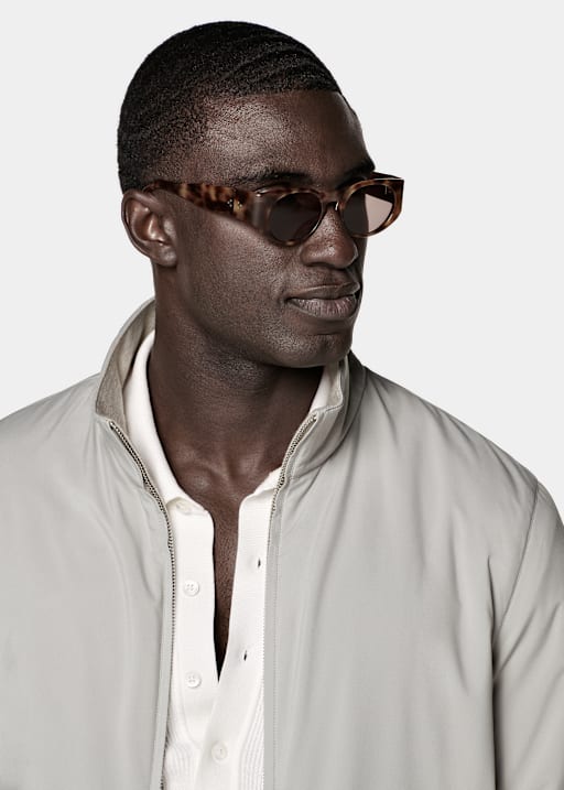 Taupe Reversible Bomber Jacket