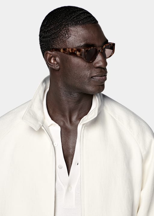 Chaqueta bomber ragl&aacute;n crudo