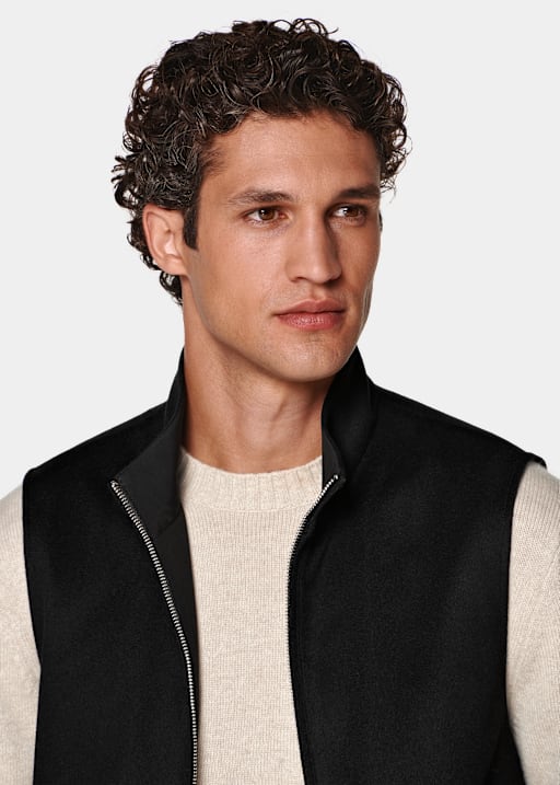 Black Reversible Zip Vest