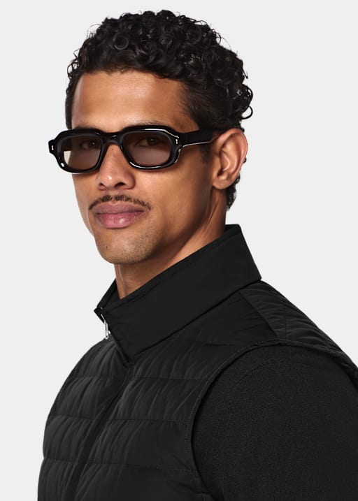 Black Down Zip Vest