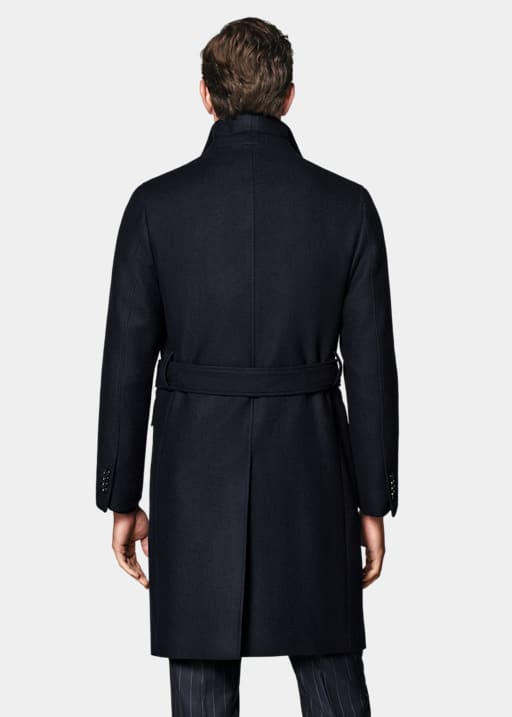 Navy Belted Overcoat