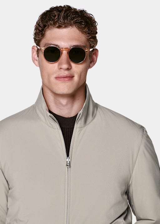 Taupe Reversible Bomber Jacket