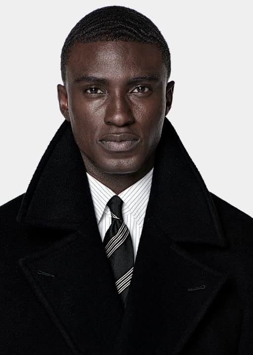 Manteau ceinturé noir