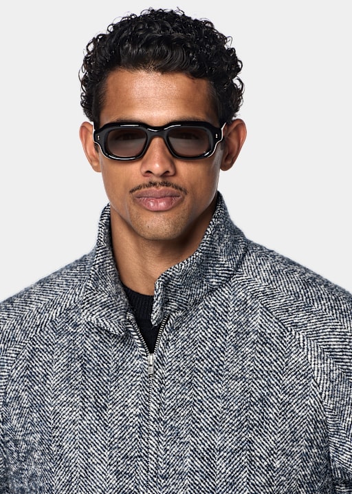 Bomber &agrave; manches raglan bleu marine &agrave; chevrons