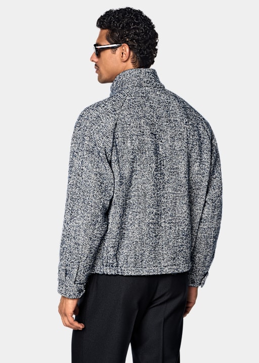 Bomber &agrave; manches raglan bleu marine &agrave; chevrons