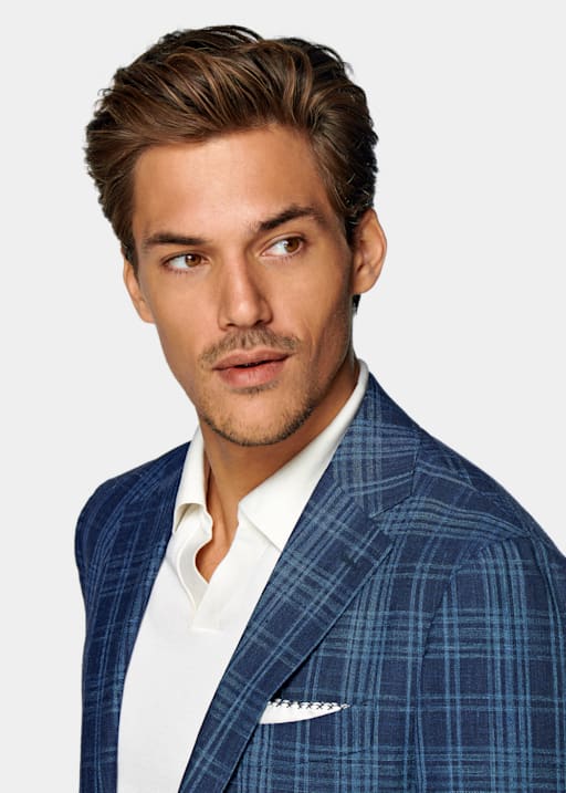 Mid Blue Checked Havana Blazer
