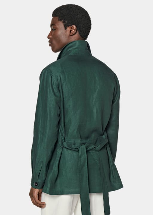 Mid Green Belted Safari Jacket