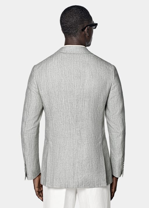 Grey blazer blue shirt hotsell