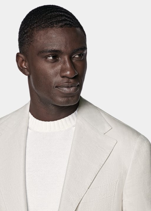 Sand Herringbone Relaxed Fit Roma Blazer