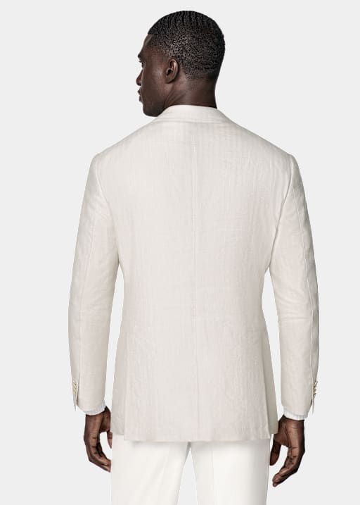 Sand Herringbone Relaxed Fit Roma Blazer