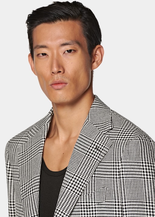 Black Checked Relaxed Fit Roma Blazer