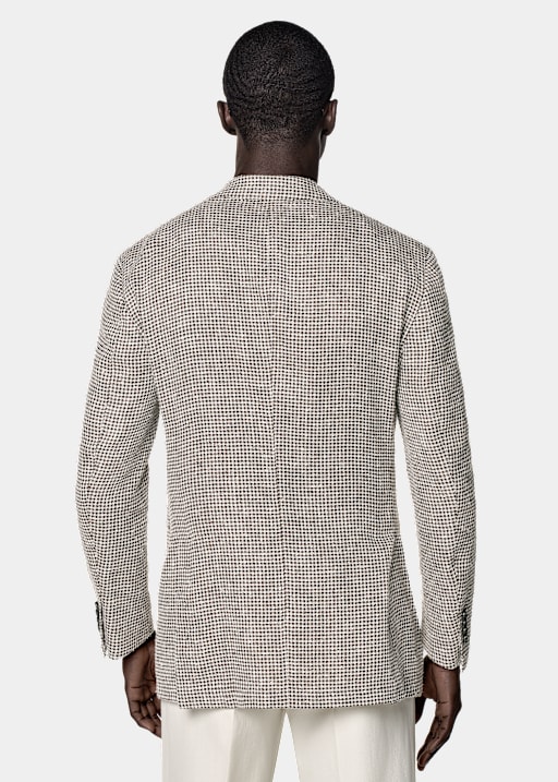 Mid Brown Checked Relaxed Fit Roma Blazer