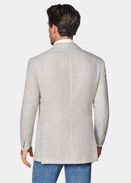 Light Grey Checked Relaxed Fit Roma Blazer
