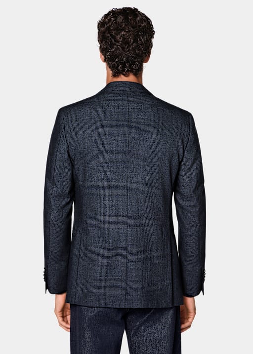 Navy Checked Tailored Fit Havana Blazer