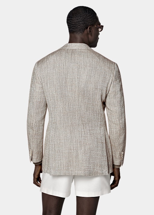 Taupe Herringbone Relaxed Fit Roma Blazer