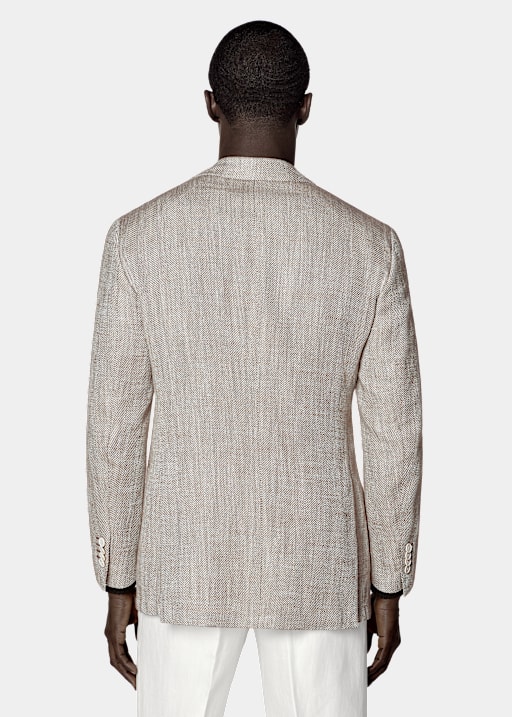 Taupe Herringbone Relaxed Fit Roma Blazer