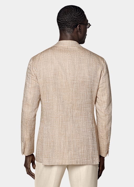 Light Brown Herringbone Relaxed Fit Roma Blazer