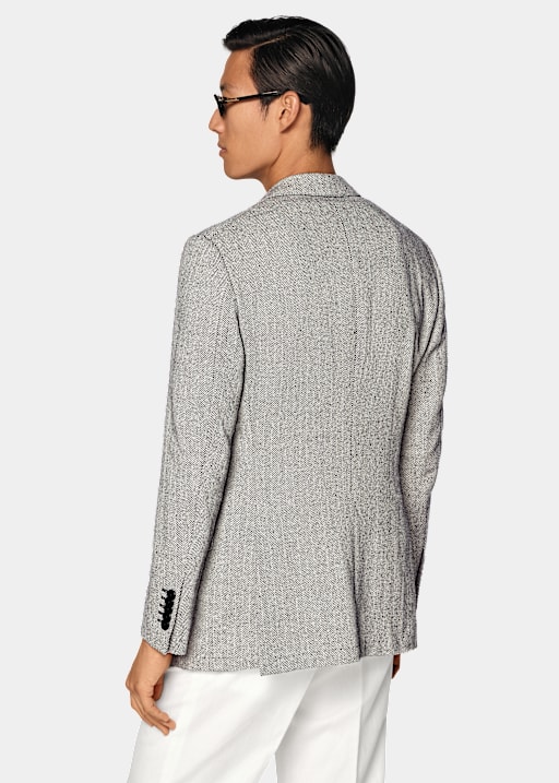 Milano Sakko schwarz Fischgr&auml;tmuster Tailored Fit