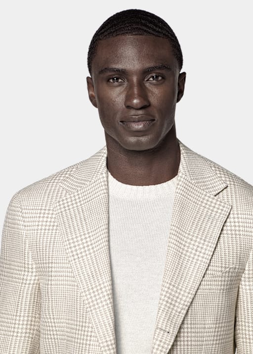 Light Brown Checked Relaxed Fit Roma Blazer