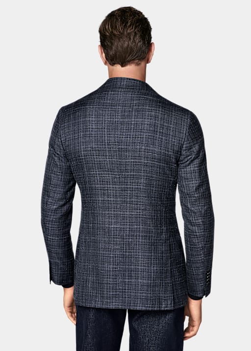Navy Checked Tailored Fit Havana Blazer
