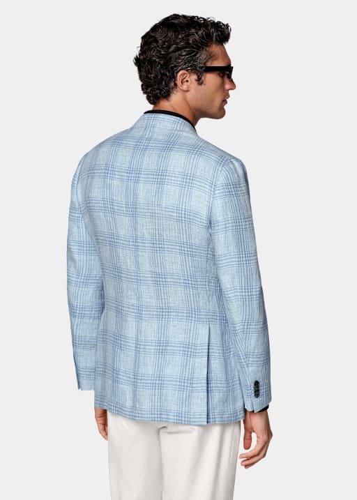 Blazer Havana azul claro a cuadros corte Tailored
