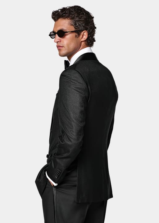 Black Striped Tailored Fit Milano Dinner Jacket