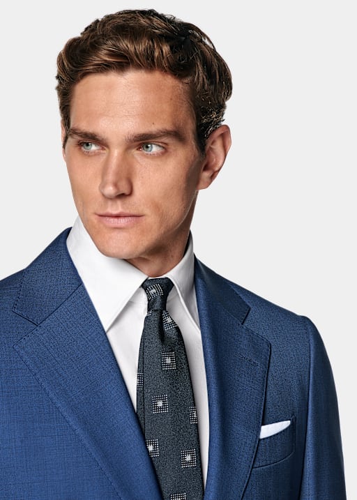 Mid Blue Tailored Fit Havana Suit Jacket