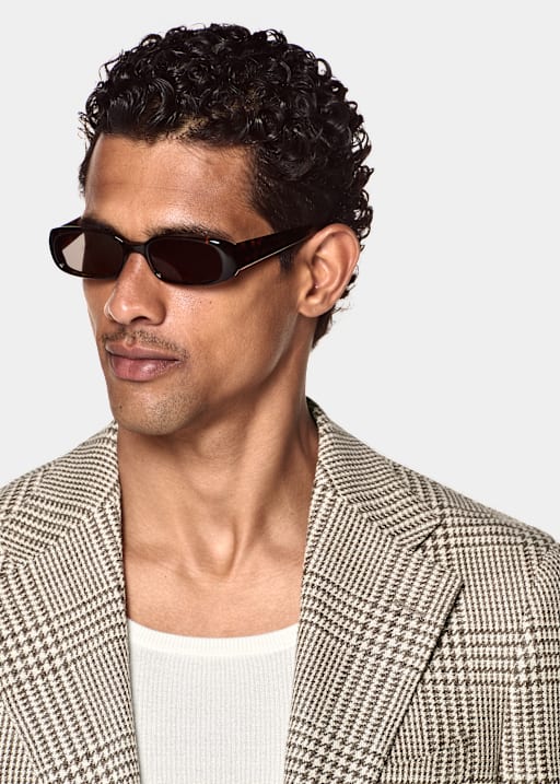 Blazer Roma gris topo medio a cuadros corte Relaxed