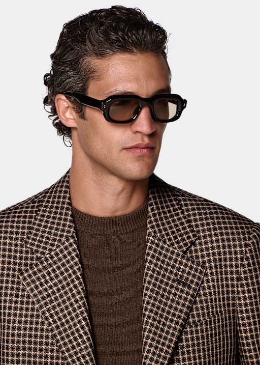 Mid Brown Checked Relaxed Fit Brera Blazer
