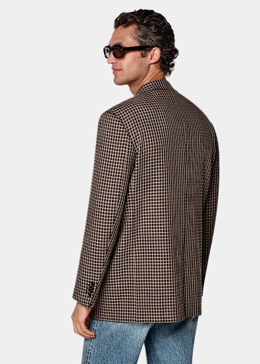 Mid Brown Checked Relaxed Fit Brera Blazer