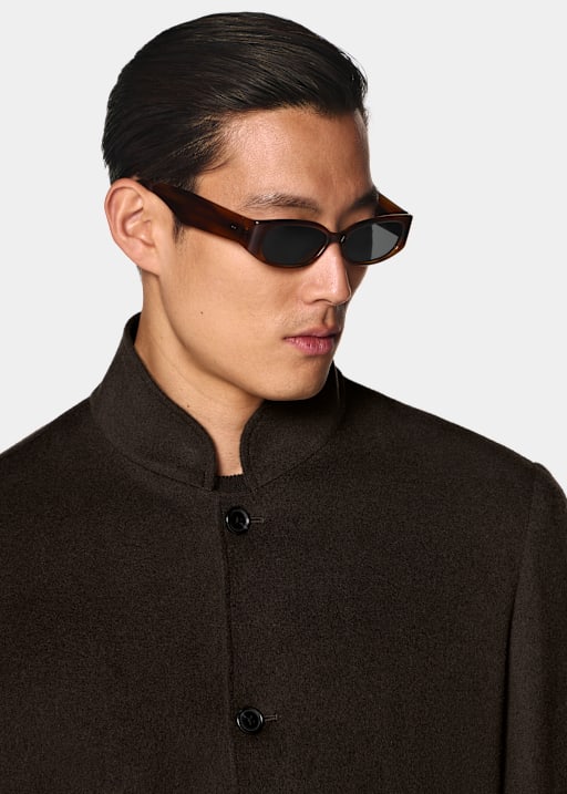 Dark Brown Relaxed Fit Shirt-Jacket