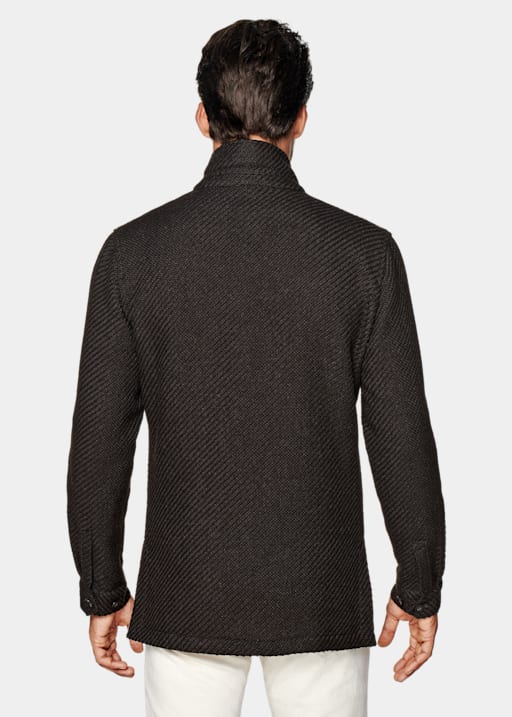深棕色慵懒身型衬衫式夹克