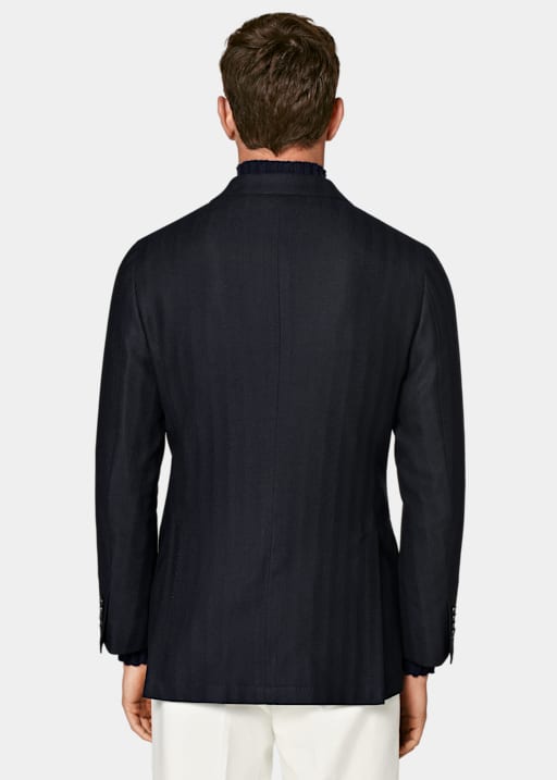 Blazer Havana bleu marine à chevrons