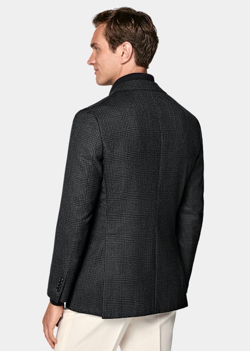 Dark Grey Checked Tailored Fit Havana Blazer
