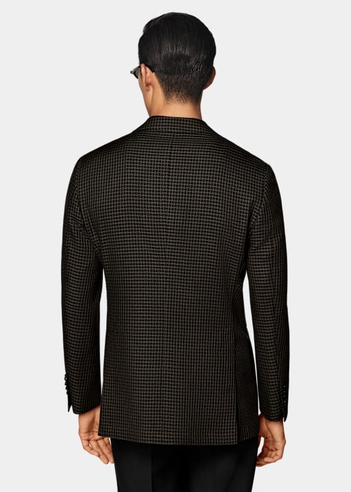 Green Houndstooth Relaxed Fit Roma Blazer