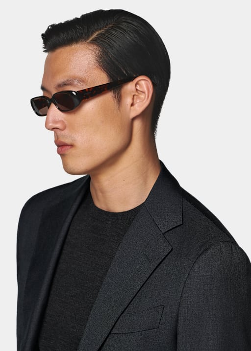 Dark Grey Tailored Fit Havana Suit Jacket