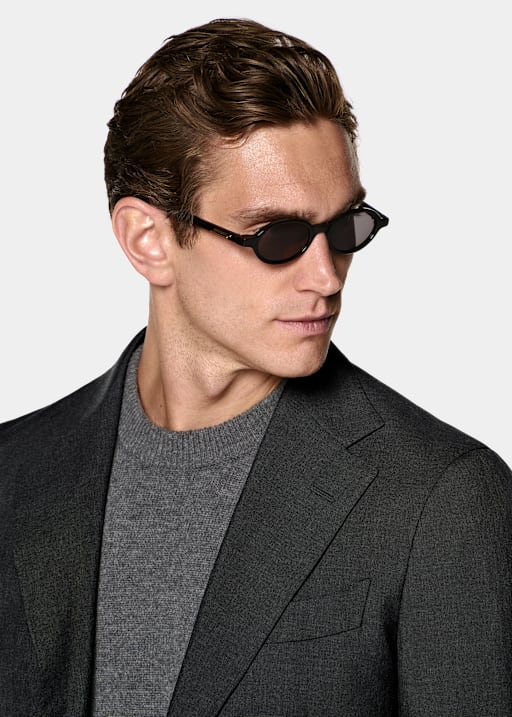 Dark Grey Perennial Tailored Fit Havana Suit Jacket