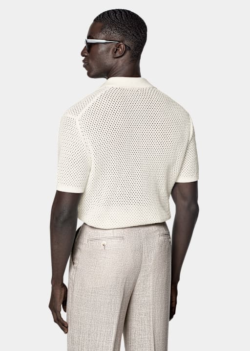 Off-White Crochet Buttonless Polo