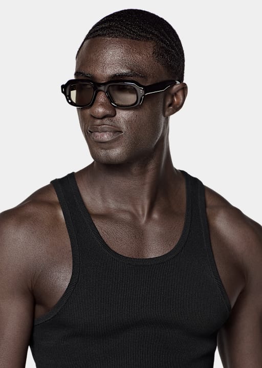 黑色罗纹背心上衣